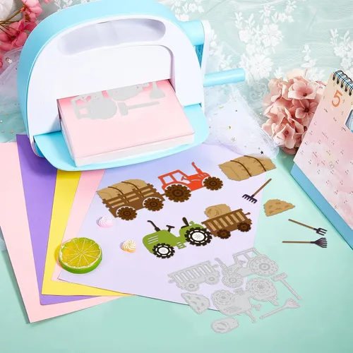 Miniatura 7 de GLOBLELAND Troqueles de corte de carrito de paja para hacer tarjetas, granja, pajar, camión, troqueles para bricolaje, álbumes de recortes, diario