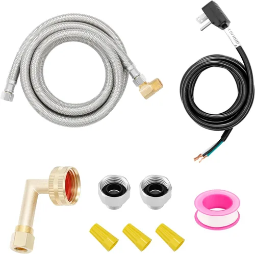 Miniatura 7 de Kit de instalación universal para lavavajillas: manguera de entrada de acero inoxidable de 6 pies + manguera de drenaje de 6 pies con cable