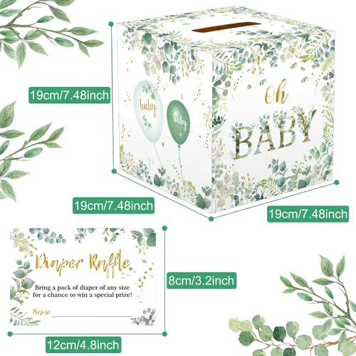 Miniatura 2 de Gersoniel Juegos de baby shower, caja de rifas de pañales con 50 boletos para rifas de pañales, decoración de fiesta de baby shower, kit de juego