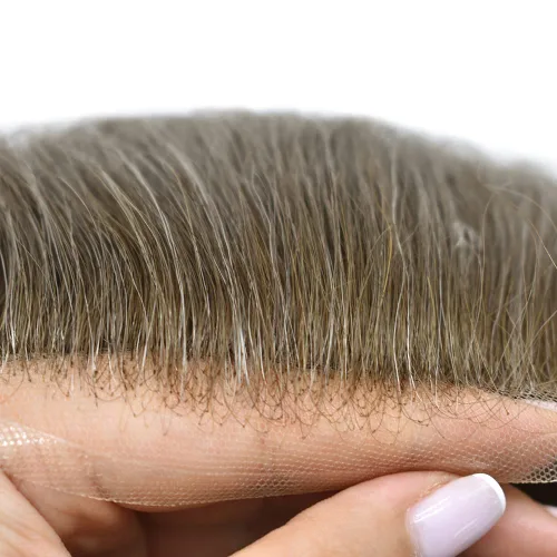 Miniatura 167 de Sistema de repuesto de cabello humano europeo con encaje frontal suizo para hombre, tupé para hombre, pieza de cabello, nudo blanqueado, línea #17