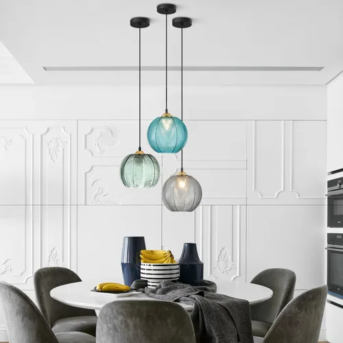 Miniatura 7 de KCO Iluminación Moderna de Vidrio Gris Ahumado Lámpara Colgante Isla de Cocina Globo Grande Estilo Granja Iluminación Colgante Ajustable Vidrio