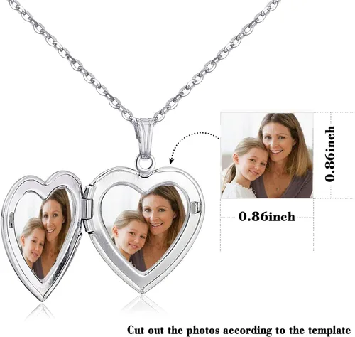 Miniatura 7 de Collar con medallón de pata de perro que sostiene fotos de amor corazón medallón de cristales colgante regalos de cumpleaños Cristal Circonia cúbica