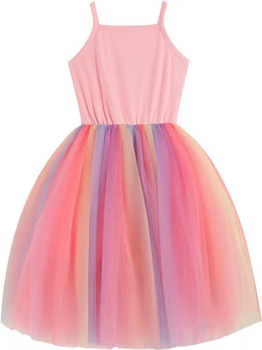 Miniatura 2 de BGIRNUK Vestido tutú para niñas pequeñas, con mangas con vuelo, sin mangas, vestido de tul de princesa, vestido de fiesta vintage para niñas pequeñas