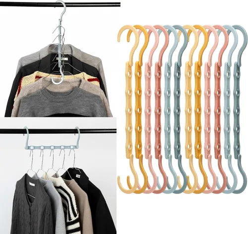 Miniatura 10 de Mr. Pen - Perchas de ahorro de espacio para ropa, 12 piezas, color negro, perchas de plástico para ropa que ahorran espacio, 5 ranuras, ganchos