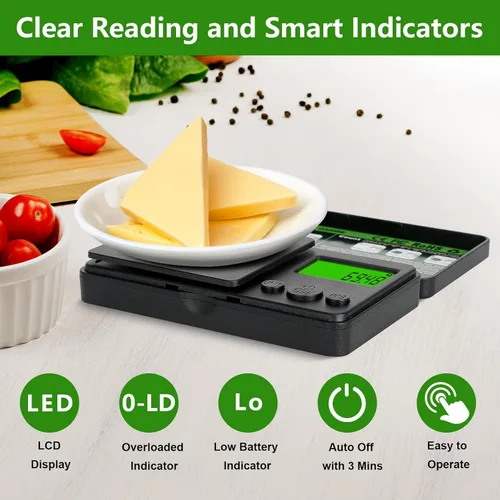 Miniatura 7 de Básculas digitales de bolsillo de 0.01/35.27 oz, básculas portátiles de precisión de gramos con 7 unidades y función de tara, básculas de cocina