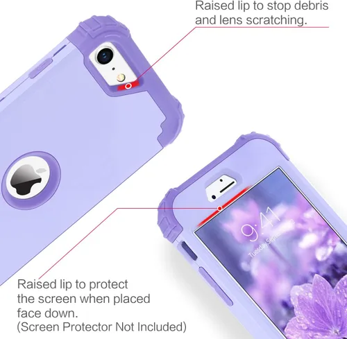 Miniatura 4 de BENTOBEN Funda para iPhone SE 2022 y iPhone SE 2020, resistente 3 en 1, cuerpo completo, resistente, a prueba de golpes, híbrida de policarbonato