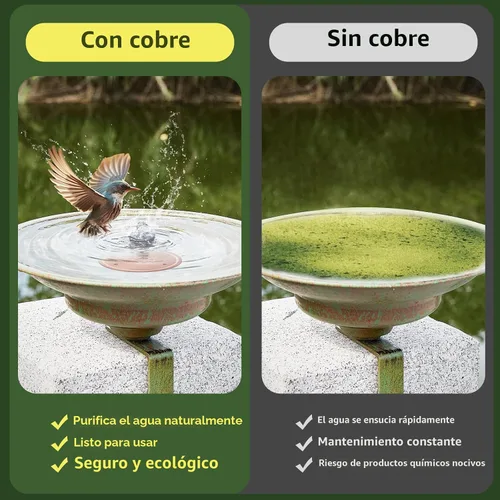 Miniatura 2 de Disco de cobre para baño, 99.99% de cobre puro para pájaros, soporte de triple punto, limpiador de agua para todas las estaciones para baños