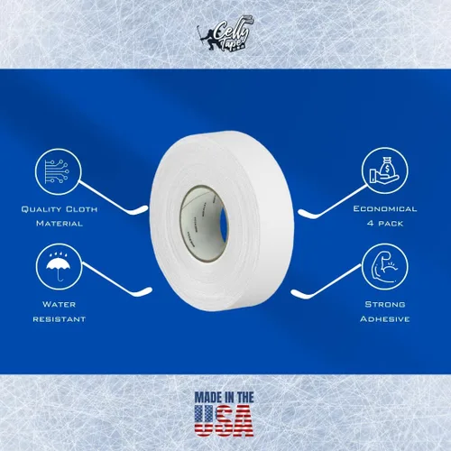 Miniatura 3 de Paquete de 4 cintas de hockey – Cinta de tela resistente y multiusos para deportes, hockey sobre hielo y patinaje, cinta de bate de béisbol, Cinta