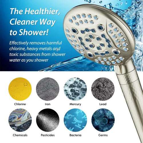 Miniatura 6 de AquaCare High Pressure 6-way Dual Shower Head Combo with Built-in Filter & Power Wash - Clean Tub, Tile & Pets. Remove Chlorine, Lead & Toxins from