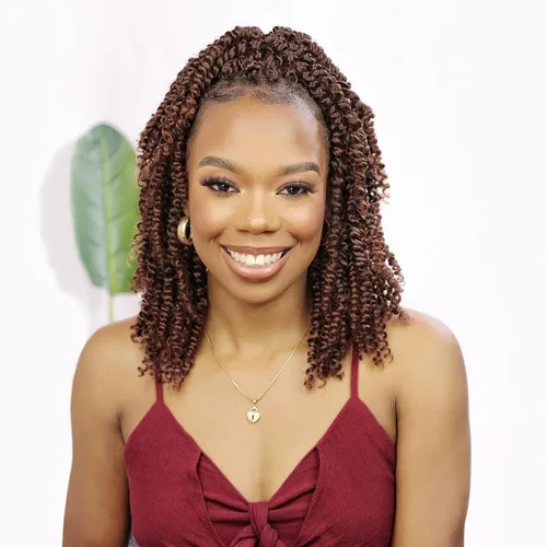 Miniatura 55 de Cabello Passion Twist de 12 pulgadas, 8 paquetes, cabello de ganchillo pretrenzado para mujeres negras, cabello rizado de ganchillo preenlazado, 1b#