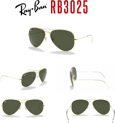 Miniatura 57 de Ray-Ban RB3025 - Lentes de sol de aviador de metal para hombre y mujer + paquete con kit de cuidado de gafas iWear de diseñador
