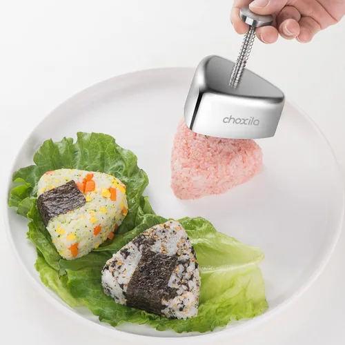 Miniatura 2 de choxila Molde de Onigiri, Molde de Bola de Arroz de Acero Inoxidable para Sushi, Molde Clásico de Triángulo Spam Musubi para Almuerzo Bento y DIY