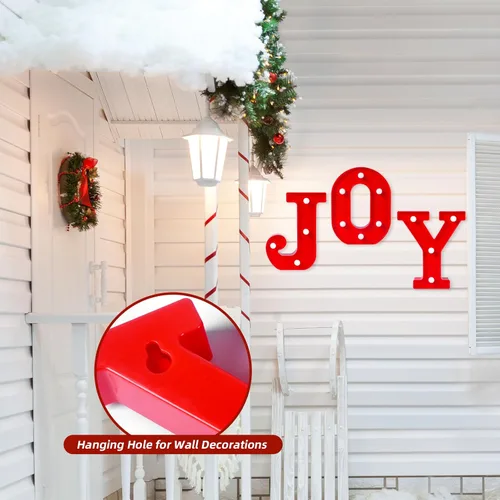 Miniatura 6 de EDYCON Letrero de Luces con Letras de Navidad Decoraciones de Mesa Letras LED de Navidad con Luz a Pilas para Hogar Bar Fiesta de Navidad Dormitorio