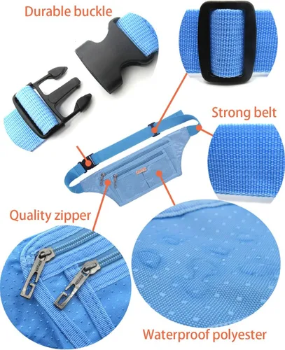 Miniatura 30 de Bolsa de cintura ultrafino con ranuras c/visualización para tarjeta de crédito, para deportes, aire libre, correr, caminar, viajes.
