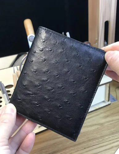Miniatura 4 de CHERRY CHICK Cartera de piel de avestruz auténtica de piel de auténtica para hombre