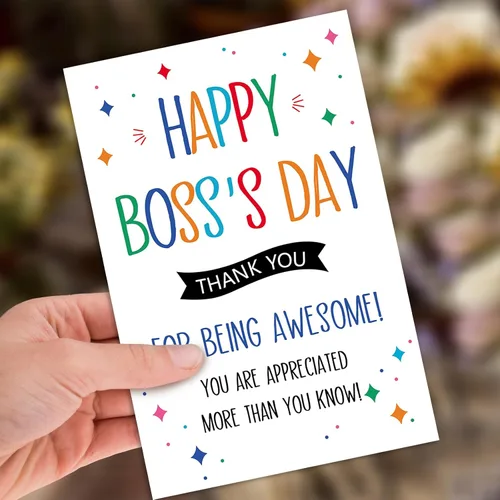 Miniatura 4 de Tarjeta del día del jefe, regalos del día del jefe para mujeres y hombres, tarjeta de regalo feliz del día del jefe para jefe de empleados