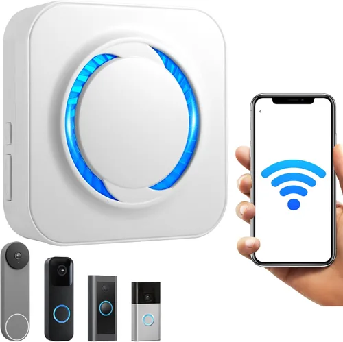 Miniatura 9 de Timbre inalámbrico inteligente para Ring, Blink, Google Nest - Paquete de 2, más de 99 ampliables, funciona con Alexa, sin cableado/suscripción, sin