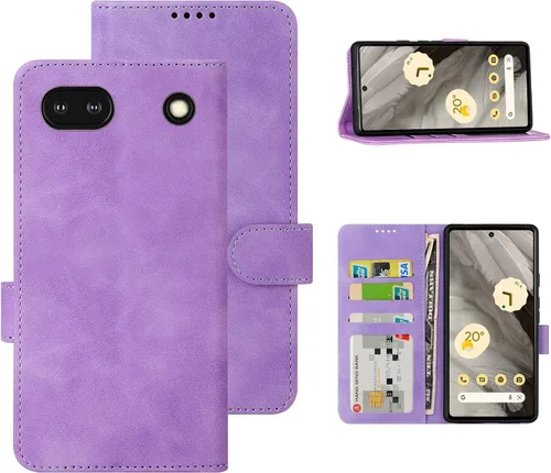 Miniatura 13 de Funda tipo cartera con tapa para Google Pixel 6a, [piel sintética + parachoques de TPU] [3 ranuras para tarjetas] [función de soporte]