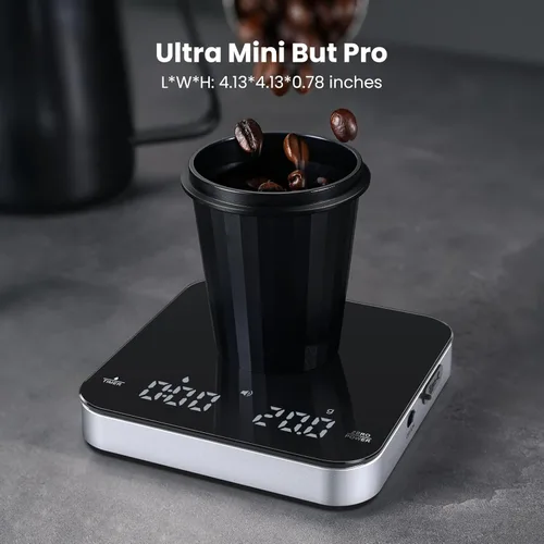 Miniatura 4 de Maestri House Mini Báscula de Café Kit de Barista con Peso de Calibración de 100g y Estuche de Transporte, Báscula de Espresso Recargable con Caja