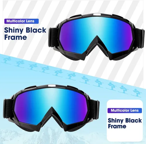 Miniatura 2 de Braylin Gafas de esquí para adultos, paquete de 2 gafas de snowboard para jóvenes, adolescentes, hombres y mujeres, gafas de moto de nieve de visión