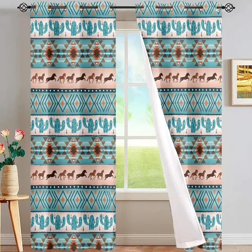 Miniatura 31 de Dreaweet African Tribal Blackout Curtains 63 Inch Long 2 Panels Set Bohemian Ethnic Geometric Grommet Top Thermal Insulated Curtains for Living Room