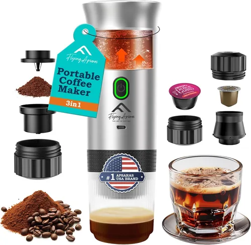 APSARAS USA Cafetera Portátil de Café, Cafetera de Espresso Portátil, Mini Máquina de Espresso de 20 bar, Cafetera Eléctrica de Espresso 3 en 1,