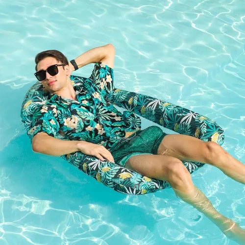 Miniatura 5 de FindUWill Flotadores inflables de piscina para adultos, cómodas sillas de piscina cubiertas de tela, tumbona de piscina de bronceado multiusos