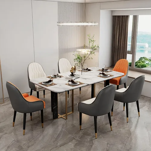 Miniatura 3 de Sillas de comedor modernas, sillas de comedor tapizadas de piel sintética de mediados de siglo, sillas auxiliares de ocio con patas de metal para 15