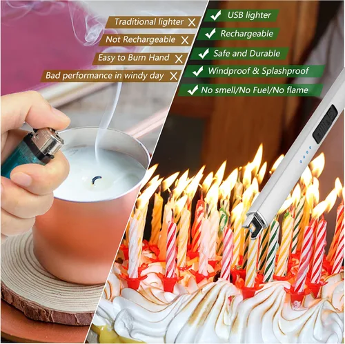 Miniatura 4 de MEIRUBY Encendedor eléctrico de velas, relleno de calcetín de Navidad, regalos para mujeres, mamá, hombres, esposa, hermana, recargable por USB