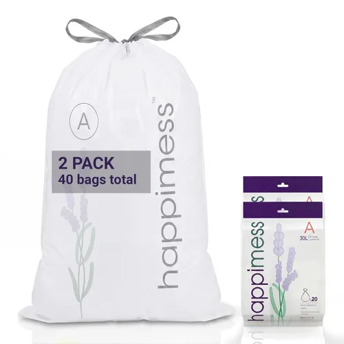Miniatura 27 de happimess 8 Gallon (30L) Drawstring Trash Bags, Unscented, Clear, Heavy Duty LDPE Liners for Kitchen and Household, Custom Fit, 20 Count