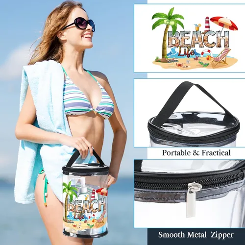 Miniatura 2 de Sanwuta - Neceser de regalos de playa, resistente, transparente, para loción, bolsas de aseo para viajes, protector solar, maquillaje, estuche