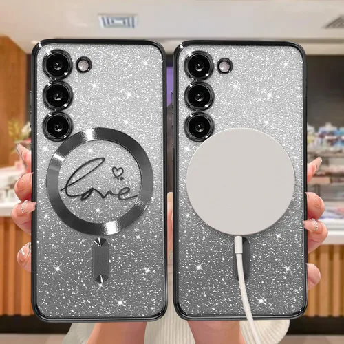Miniatura 188 de ZONRW - Funda para Samsung Galaxy S22 Ultra magnética, para mujeres y niñas, cubierta trasera suave, lujosa, con corazón de amor, bling, degradado