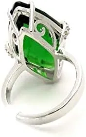 Miniatura 5 de R6495 Anillo moderno de plata de ley con forma de marquesa de helenita verde de lujo