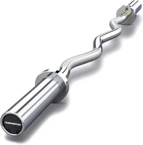 Miniatura 10 de Barra olímpica EZ Curl de 47 pulgadas, barra de acero de 500 libras de capacidad, adecuada para placas de peso de 2 pulgadas, barra de rizo de 2 Oro