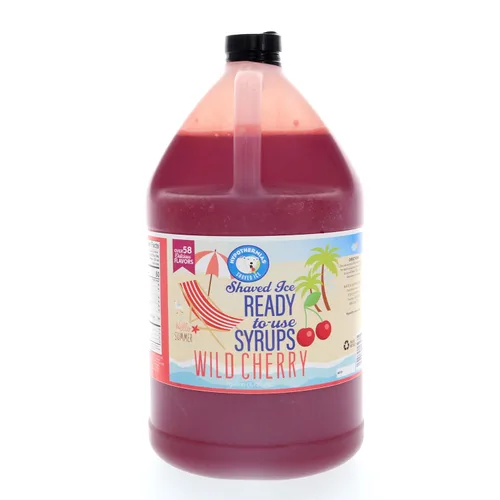 Hypothermias Wild Cherry - Jarabe de sabores de cono de nieve hawaiano listo para usar (128 onzas líquidas), hielo afeitado, 100% azúcar de caña pura