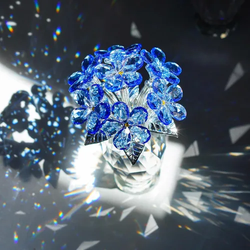 Miniatura 8 de H&D HYALINE & DORA Figurita de Flor de Cristal Azul Nomeolvides, Regalos de Flores para Mujeres, Adornos Coleccionables de Flores de Cristal