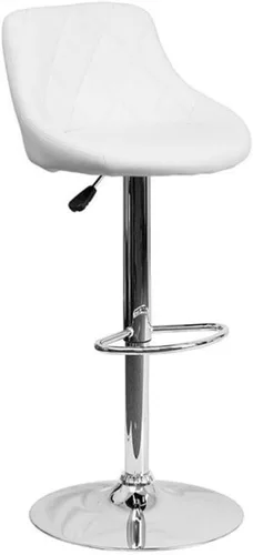 Miniatura 8 de Pemberly Row Quilted Bucket Seat Adjustable Bar Stool, Brown Vinyl Upholstery, Chrome Base with Footrest, Swivel Counter to Bar Height Stool for
