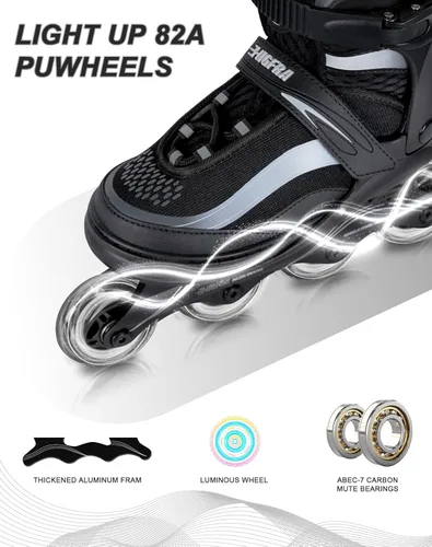 Miniatura 5 de Patines en línea ajustables para niños y adultos – Patines con gradiente de color y ruedas completamente iluminadas para niñas, niños