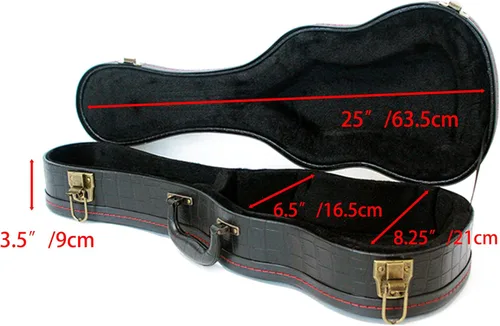 Miniatura 3 de Estuche rígido para ukelele, funda para ukelele de concierto, 23/24 pulgadas, superficie de cuero con patrón de cocodrilo con interior de felpa