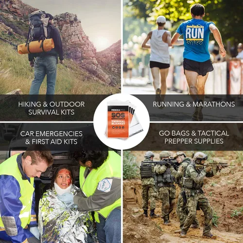 Miniatura 8 de MEKKAPRO Mantas térmicas de Mylar de emergencia (paquete de 4), tamaño de bolsillo para emergencias, camping, al aire libre, senderismo