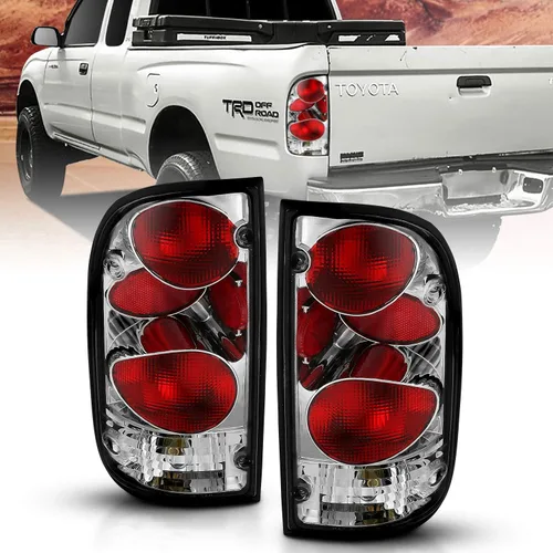 AmeriLite juego de luces traseras de repuesto cromadas OE para Toyota Tacoma 1995-2000 con conjunto de arnés de bombilla - lado del pasajero y del
