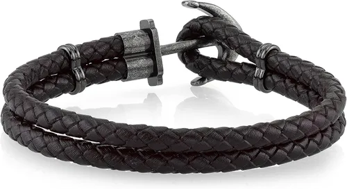 Miniatura 3 de Spartan Pulsera de cuero con anclaje en acero inoxidable, Cuero, No