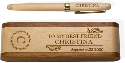 Miniatura 11 de Juego de bolígrafos y estuches de madera personalizados, bolígrafo de madera natural, regalo de cumpleaños/Navidad/graduación