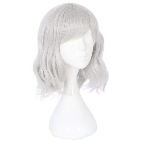 Miniatura 3 de Peluca corta de 14 pulgadas para mujer, con flequillo, rizado, ondulado, Harajuku, sintético, lindo, diario, fiesta de Halloween, cosplay, cabello