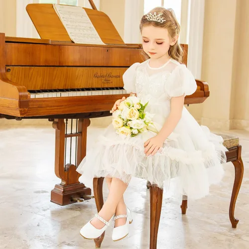 Miniatura 3 de Furdeour Zapatos Mary Janes para niñas pequeñas, zapatos de ballet de tacón bajo para boda, fiesta, zapatos de vestir para niños