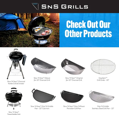 Miniatura 7 de SnS Grills Slow 'N Sear Insertos de carbón para cocción a baja y lenta y alta temperatura, accesorios patentados de acero inoxidable para parrillas