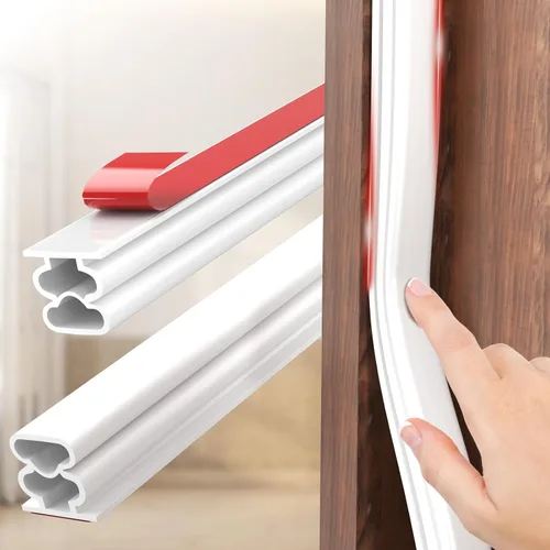 Miniatura 12 de alophoty Burlete para puerta – Tira de sellado de puerta de goma TPE autoadhesiva de 10 pies para marco de puerta, sello de ventana, aislamiento