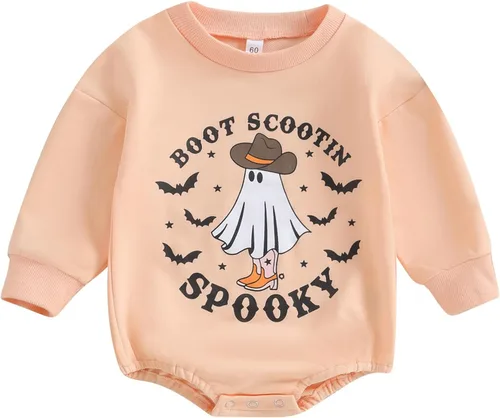 Miniatura 63 de Adobabirl Traje de Halloween para bebé, sudadera de fantasma, calabaza, mameluco, suéter de gran tamaño, lindo para otoño e invierno