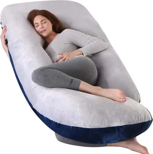 Miniatura 15 de Elover Almohada de embarazo imprescindible para el embarazo, almohada de apoyo de maternidad de cuerpo completo para mujeres embarazadas con funda