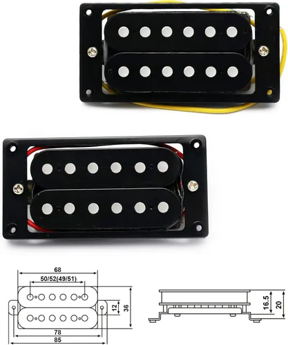 Miniatura 6 de Pastilla Humbucker de guitarra eléctrica con imán de cerámica de doble bobina, piezas de repuesto para cuello y puente, juego de 2 piezas